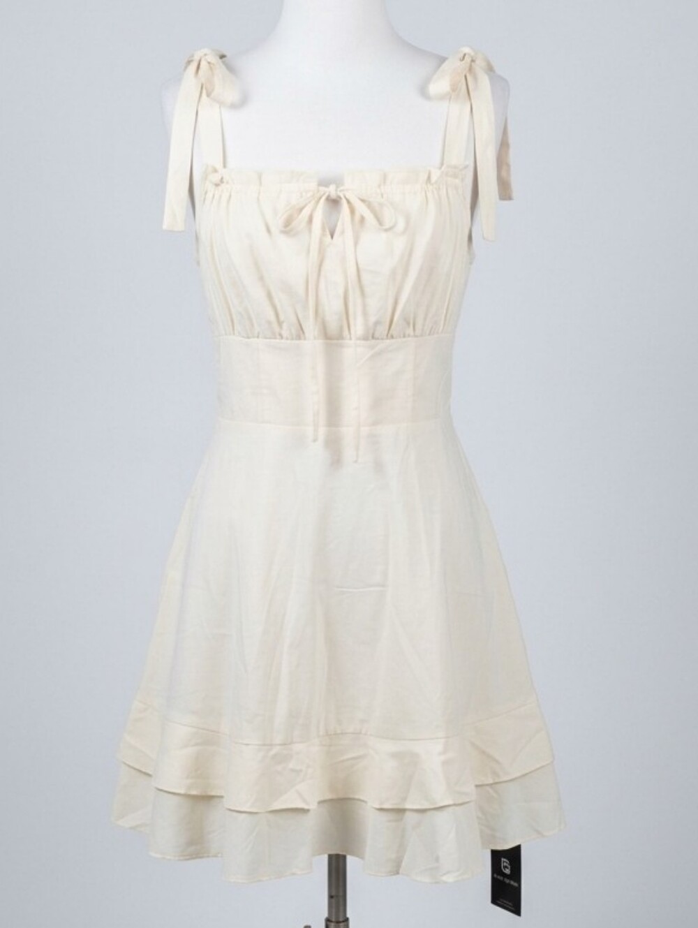 Women’s Cream Tie-Shoulder Mini Dress